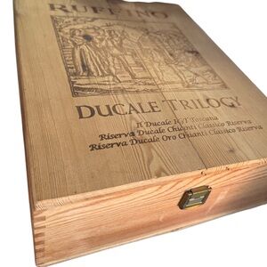 Vintage Ruffino wine Ducale Trilogy Wooden wood Box with latch